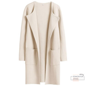 Women’s Open-Front Knit Cardigan – Long Lightweight Coatigan with Pockets