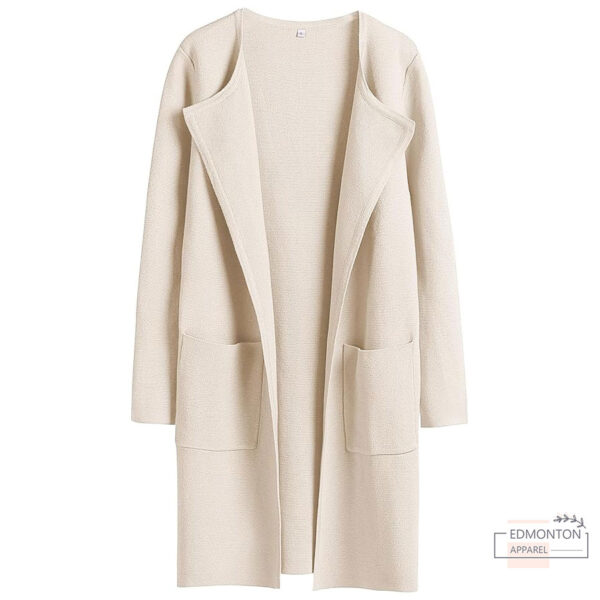 Women’s Open-Front Knit Cardigan – Long Lightweight Coatigan with Pockets